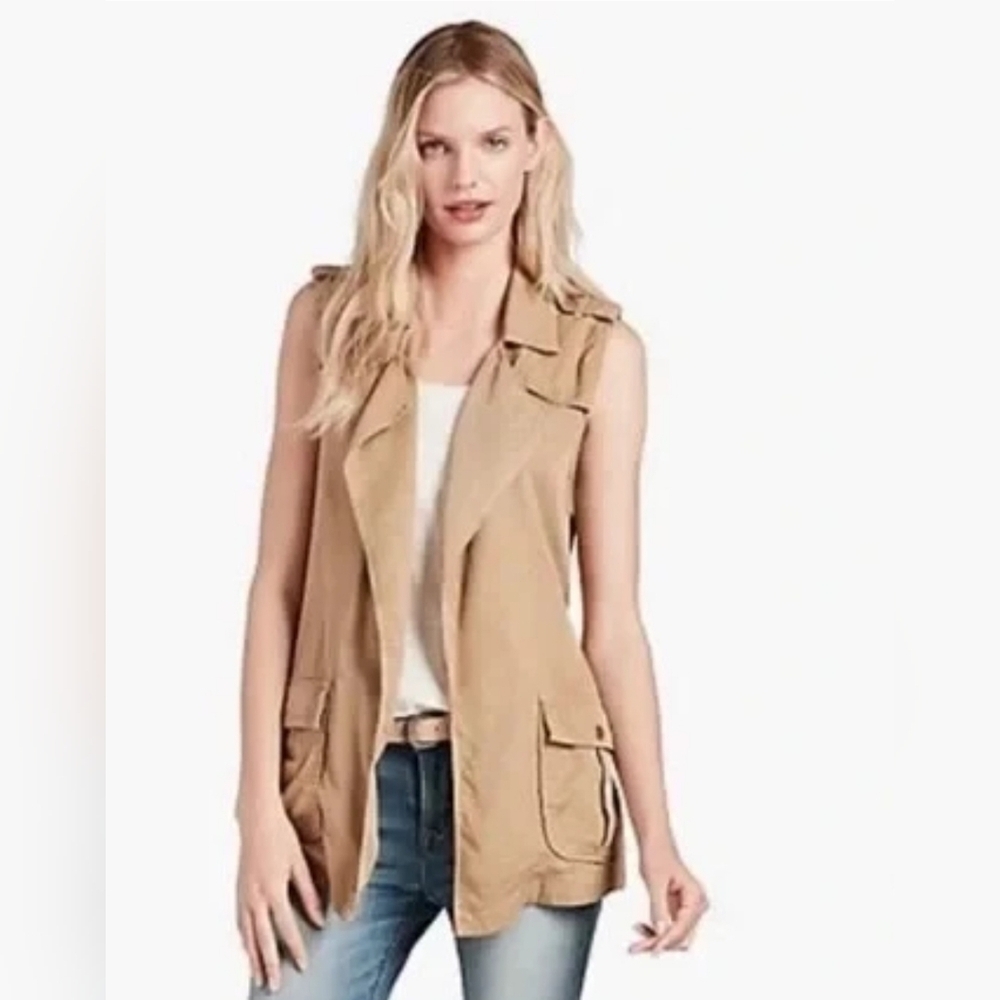 Lucky Brand Women Size L Open Front Pockets Safari Utility Safari Cargo Vest